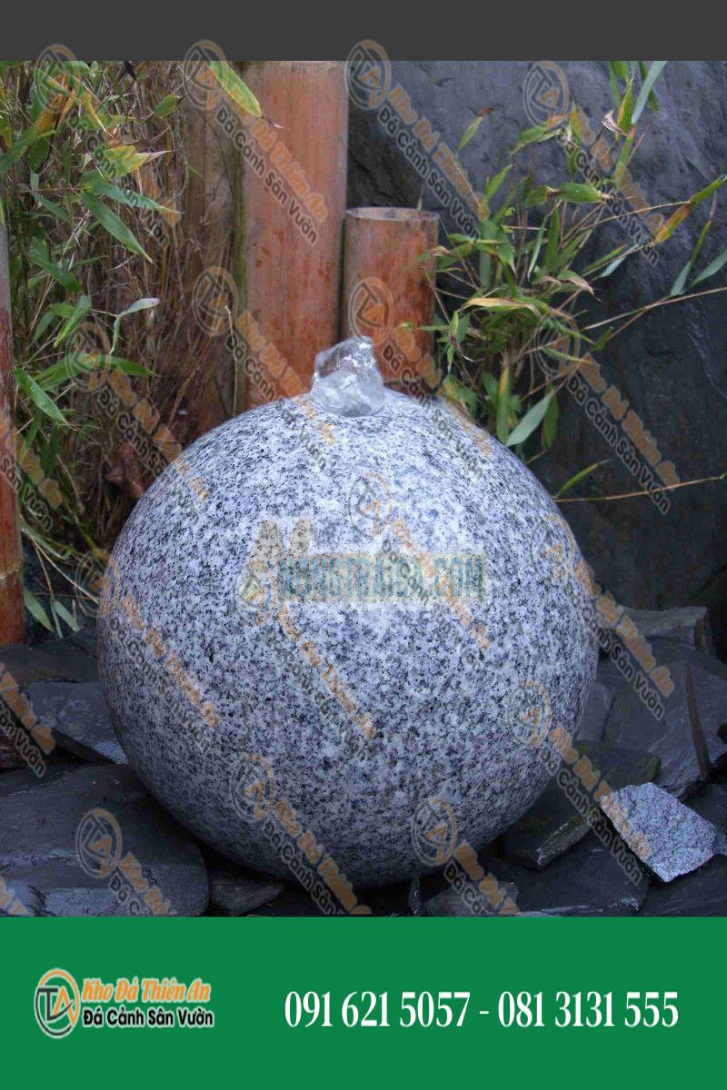 Bóng đài phun nước bằng đá granit xám mịn 30cm