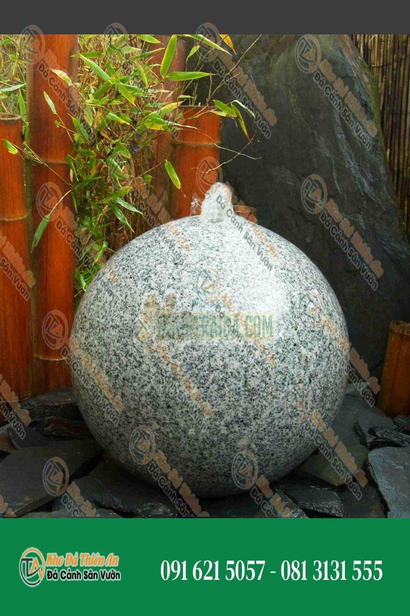 Bóng đài phun nước bằng đá granit xám mịn 40cm