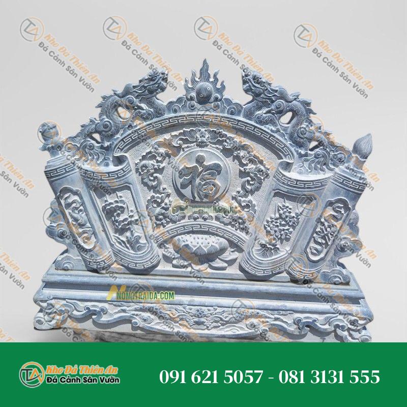 Bức Cuốn Thư Bằng Đá Xanh Đen 206x203cm