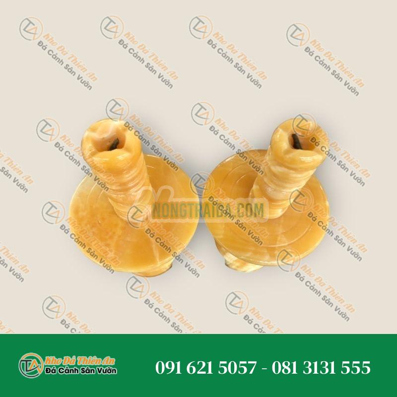 Cặp chân đèn thờ cúng để bàn thờ đá ngọc hoàng long – Cao 25cm, và 30cm