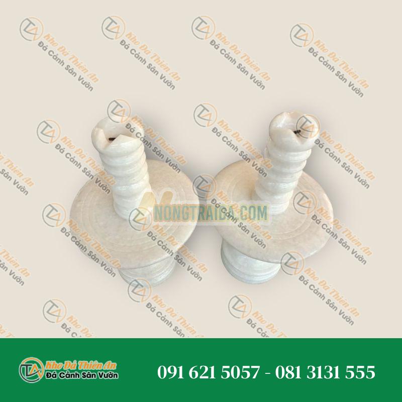 Cặp chân đèn trang trí bàn thờ đá cẩm thạch trắng – Cao 25cm, 30cm và 40cm