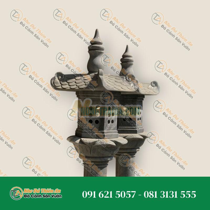 Cặp đèn thờ đá cẩm thạch trắng xám 180cm