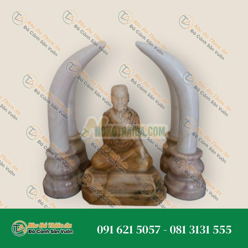 Cặp đôi ngà voi, đá cẩm thạch, chiều cao 30cm