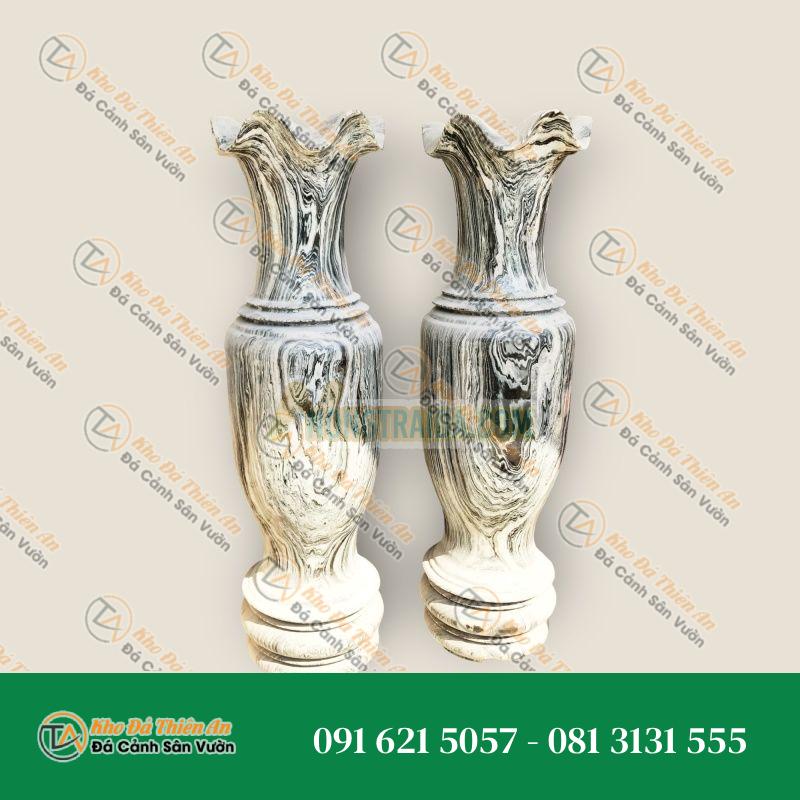 Cặp lục bình bằng đá tuyết sơn xanh cao 180cm