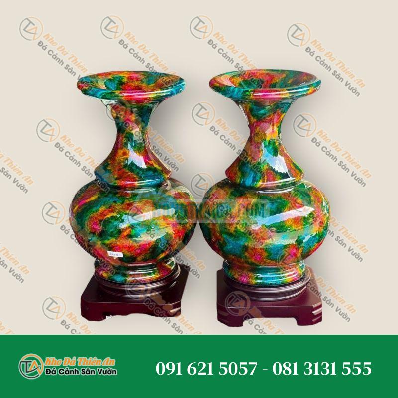 Cặp Lục Bình, Lọ Hoa phong thủy đá lông công – Cao 35cm