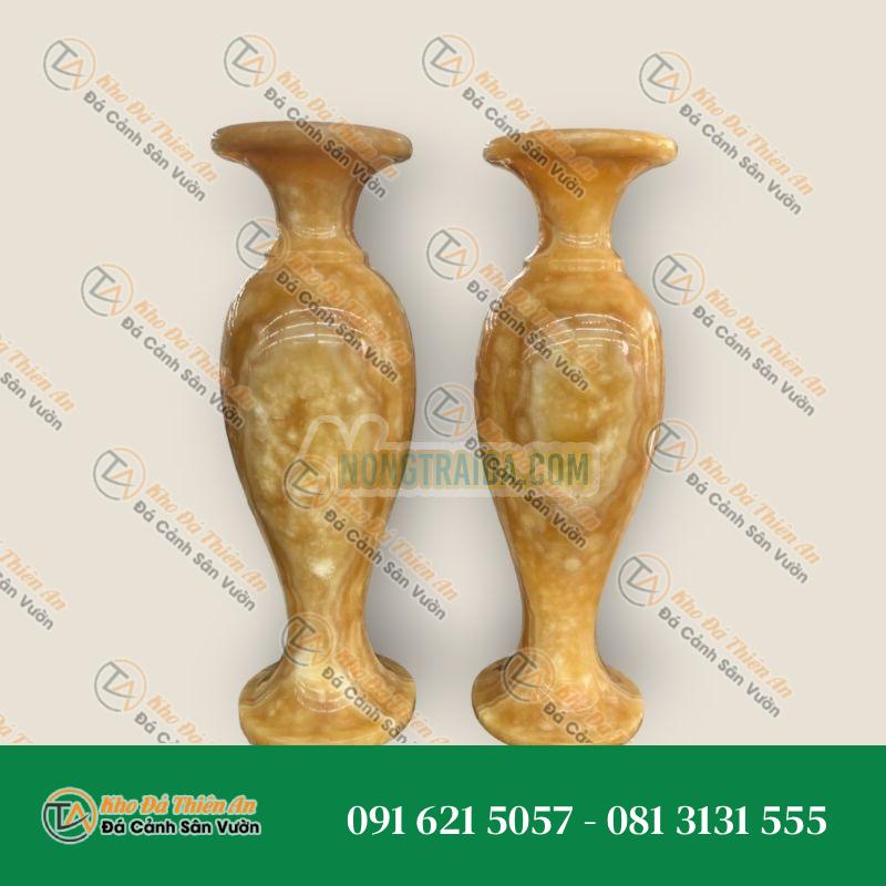 Cặp Lục Bình Lọ Hoa phong thủy đá ngọc hoàng long – Cao 30cm