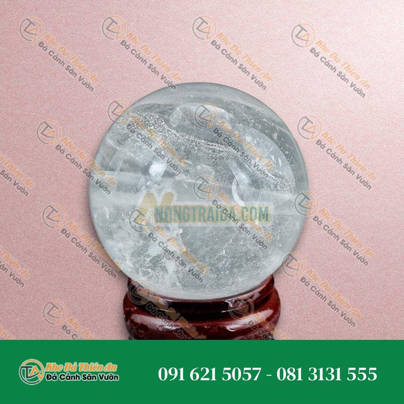 Cầu thạch anh trắng trong vân mây 3A 6.5cm