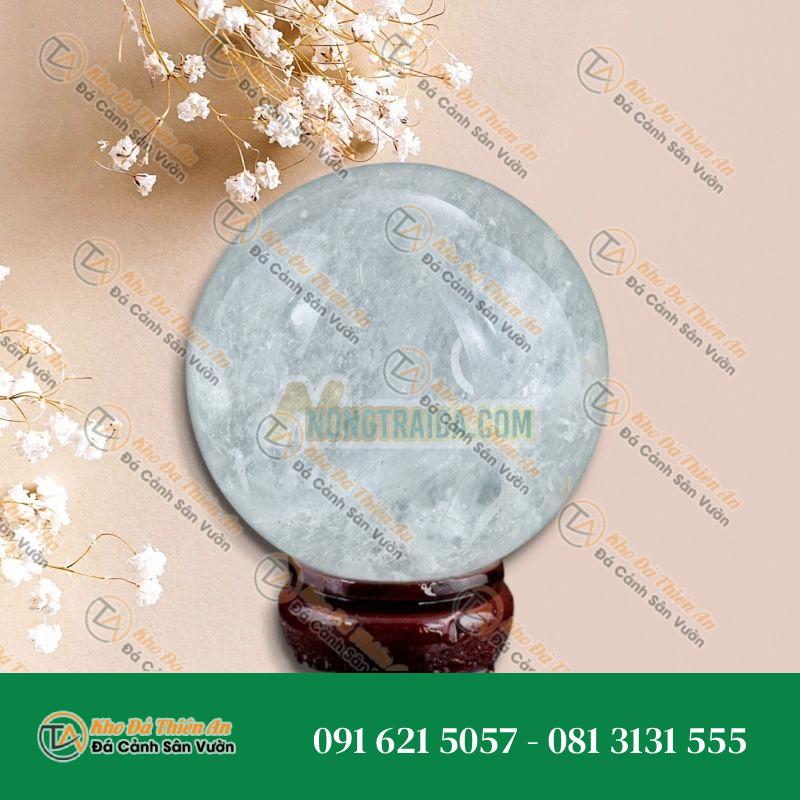 Cầu thạch anh trắng trong vân mây 3A 8cm