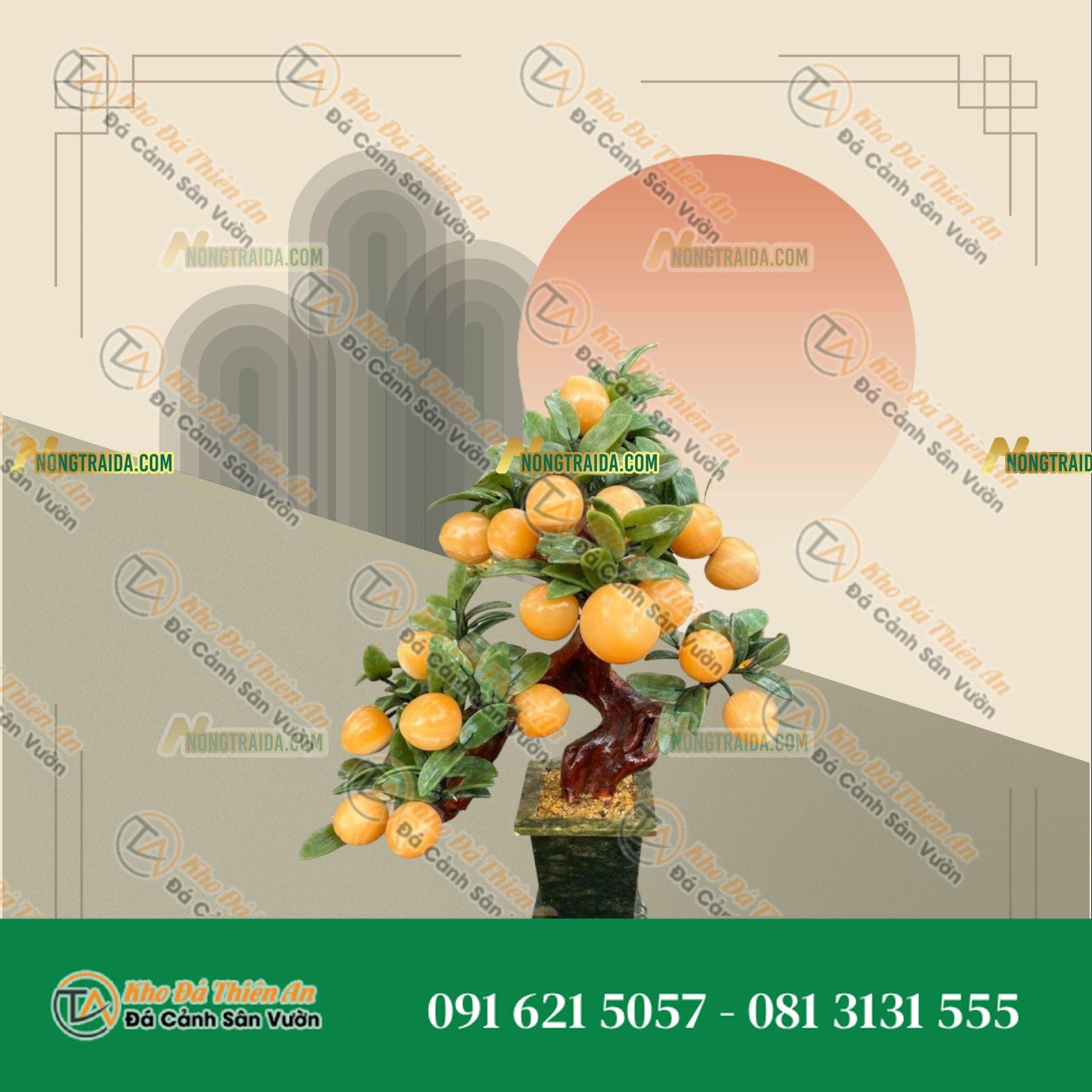Cây đào phong thủy đá ngọc hoàng long 18 quả – Cao 50cm