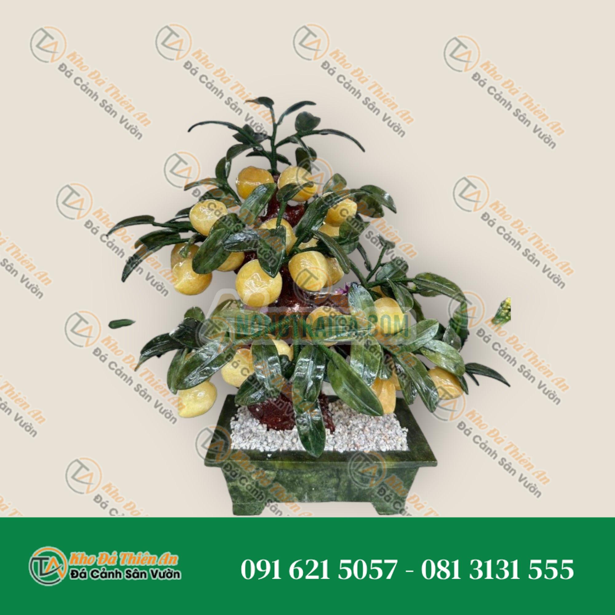 Cây Đào phong thủy đá ngọc hoàng long 38 quả – Cao 50cm