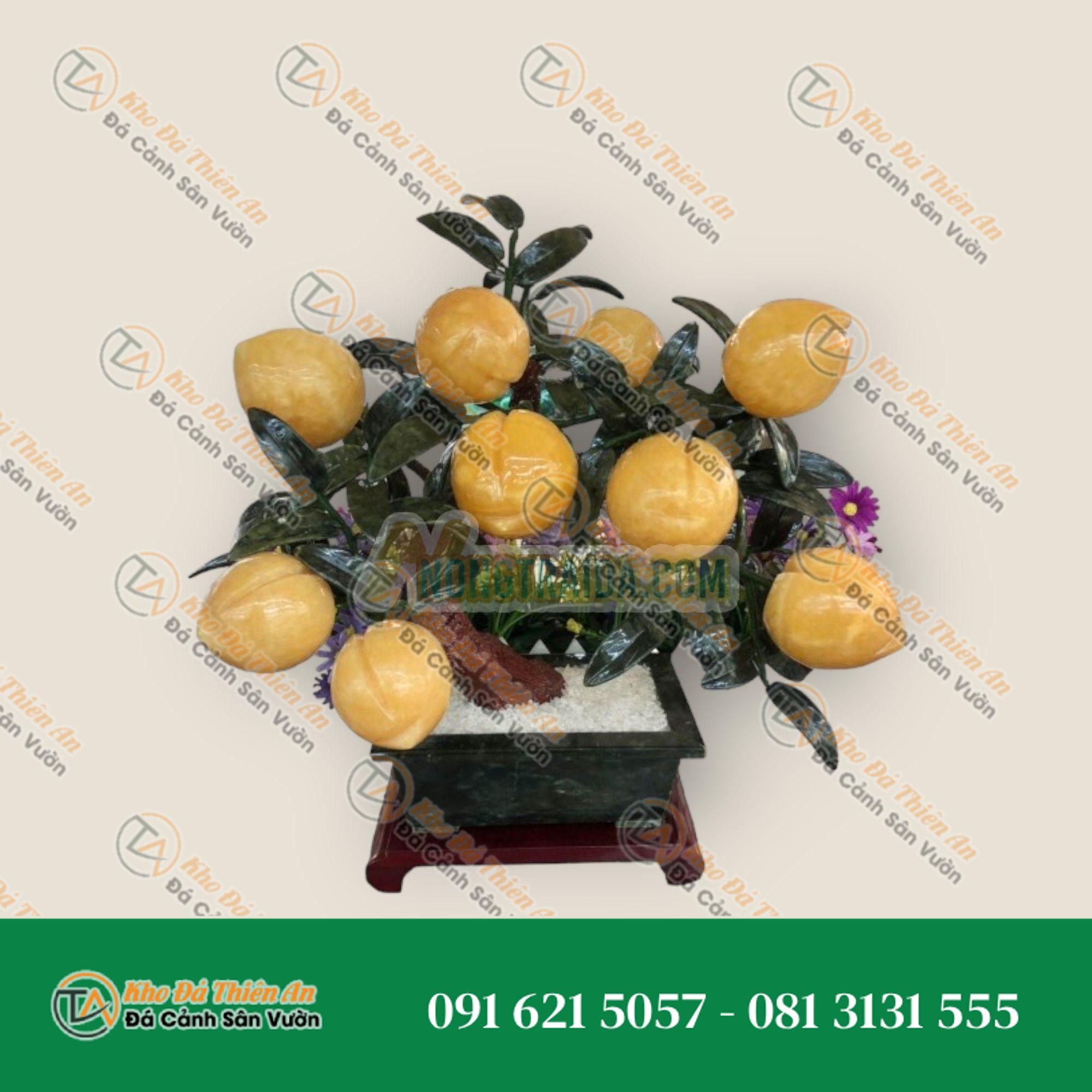 Cây Đào phong thủy đá ngọc hoàng long 9 quả – Cao 40cm