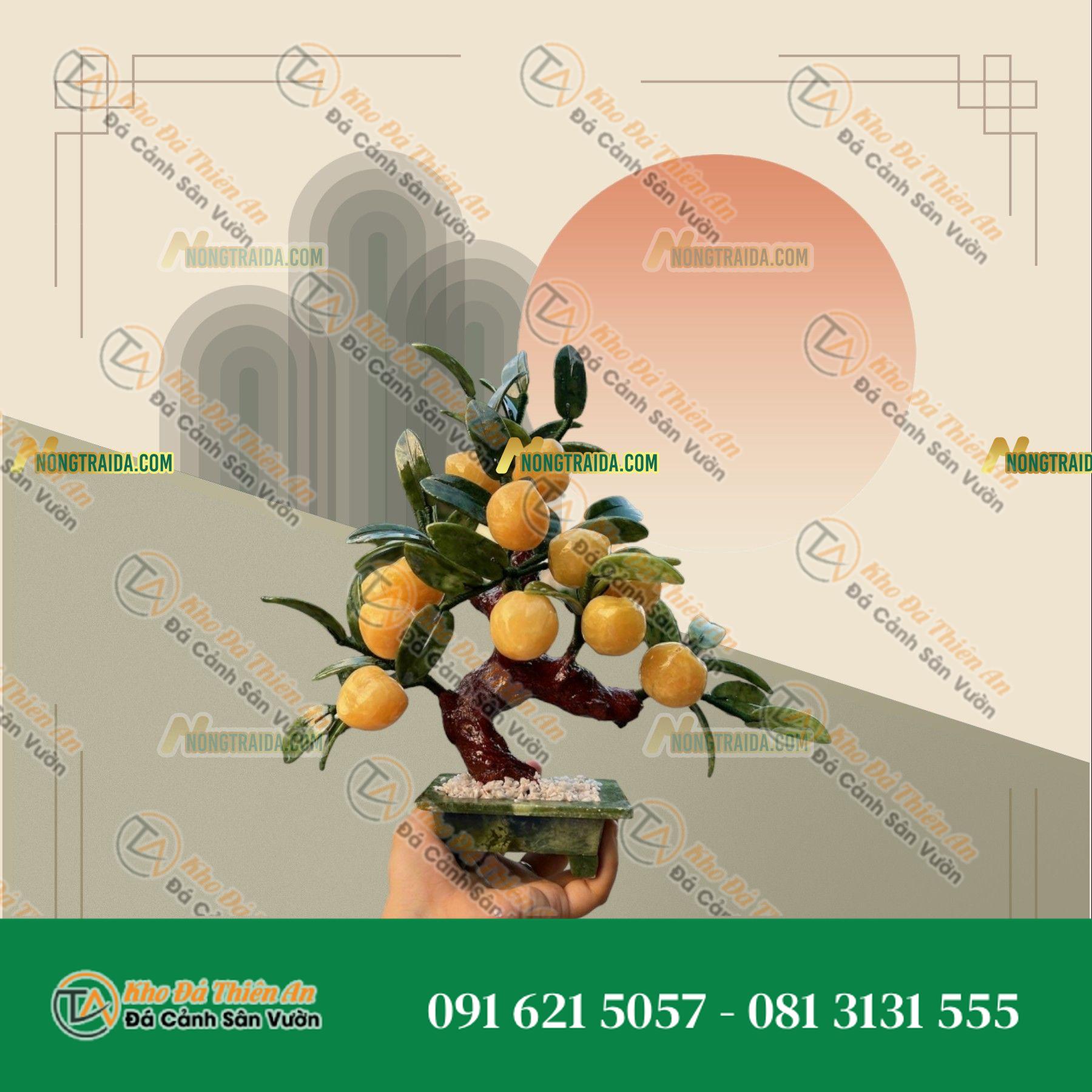 Cây đào phong thuỷ đá ngọc hoàng long gồm 12 quả – Cao 30cm