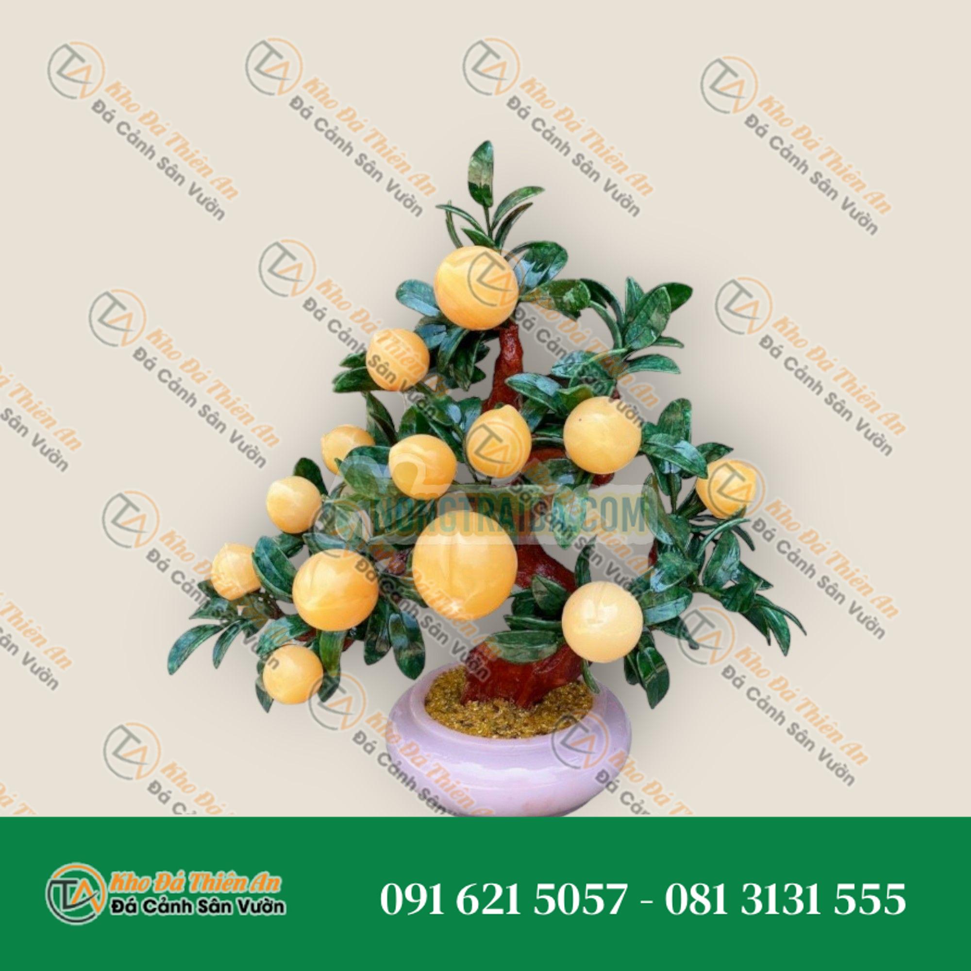 Cây đào phong thủy đá ngọc hoàng long gồm 13 quả – Cao 55cm