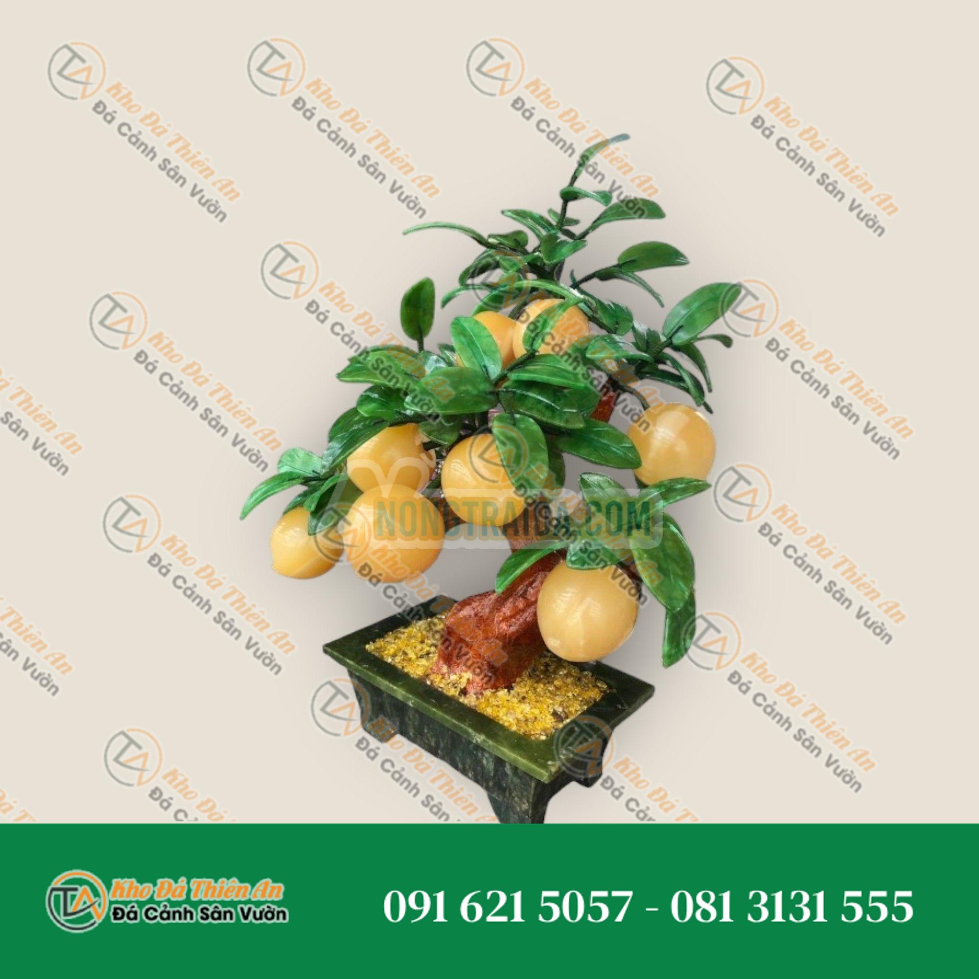 Cây Đào phong thủy đá ngọc hoàng long gồm 9 quả – Cao 40cm