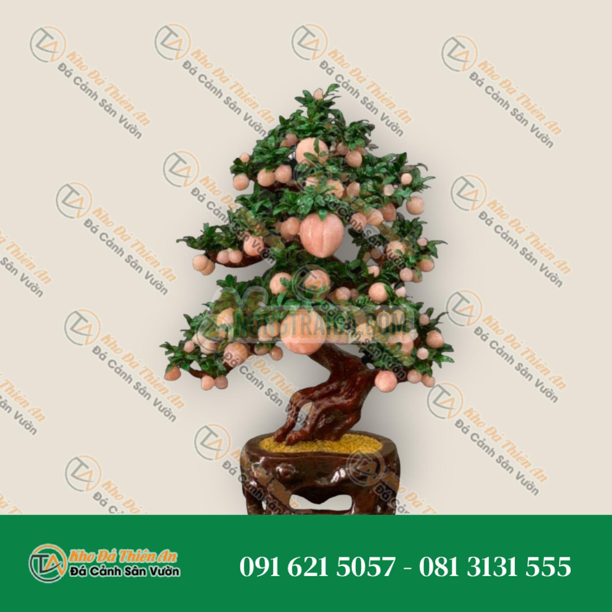 Cây Đào phong thủy đá thạch anh hồng 108 quả – Cao 1,7m