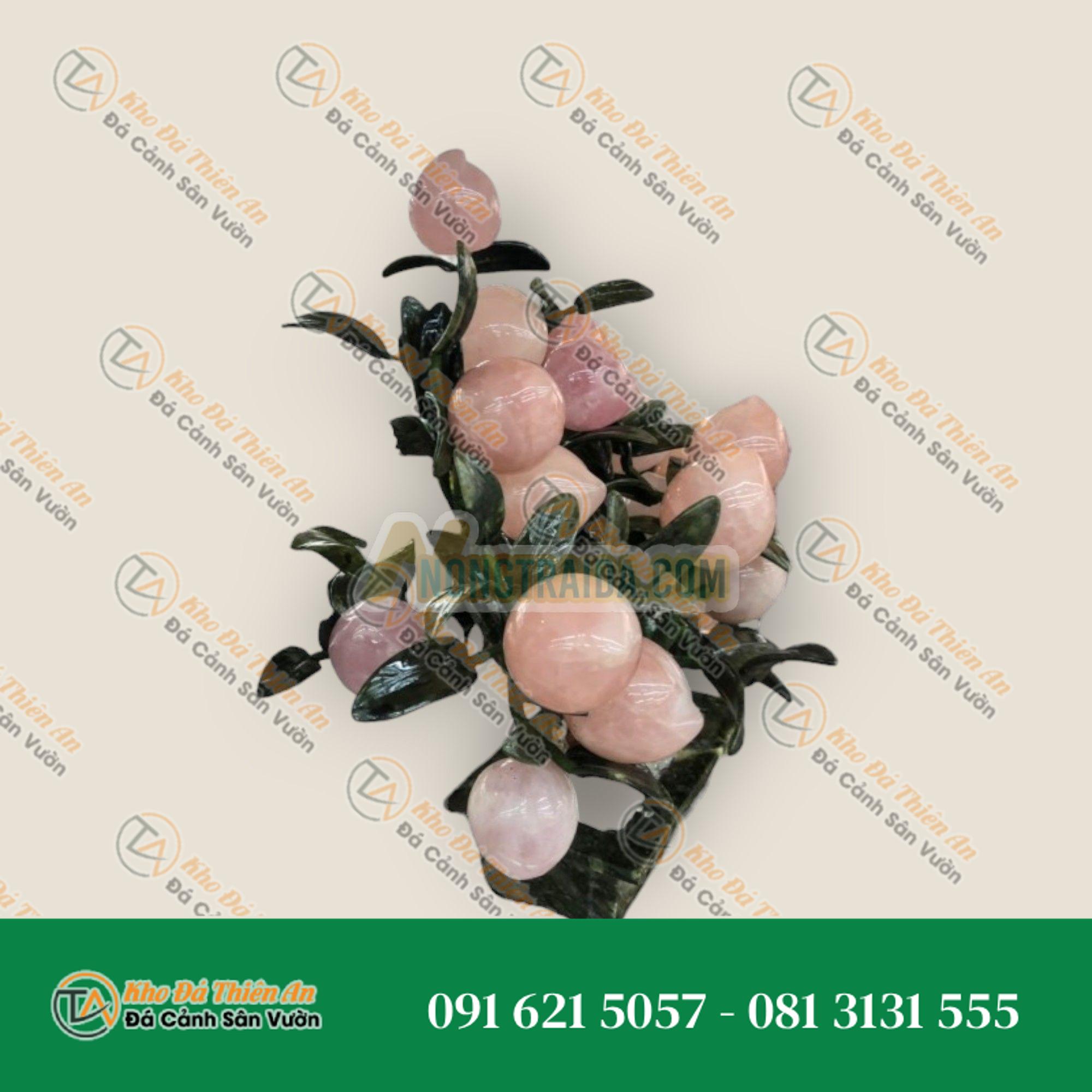 Cây đào phong thuỷ đá thạch anh hồng 18 quả – Cao 36cm