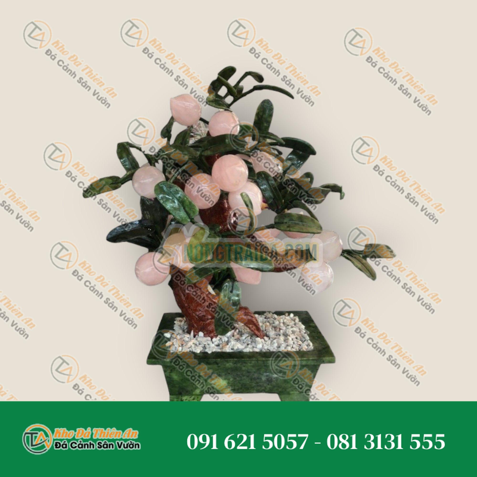 Cây Đào phong thủy đá thạch anh hồng 18 quả – Cao 40cm