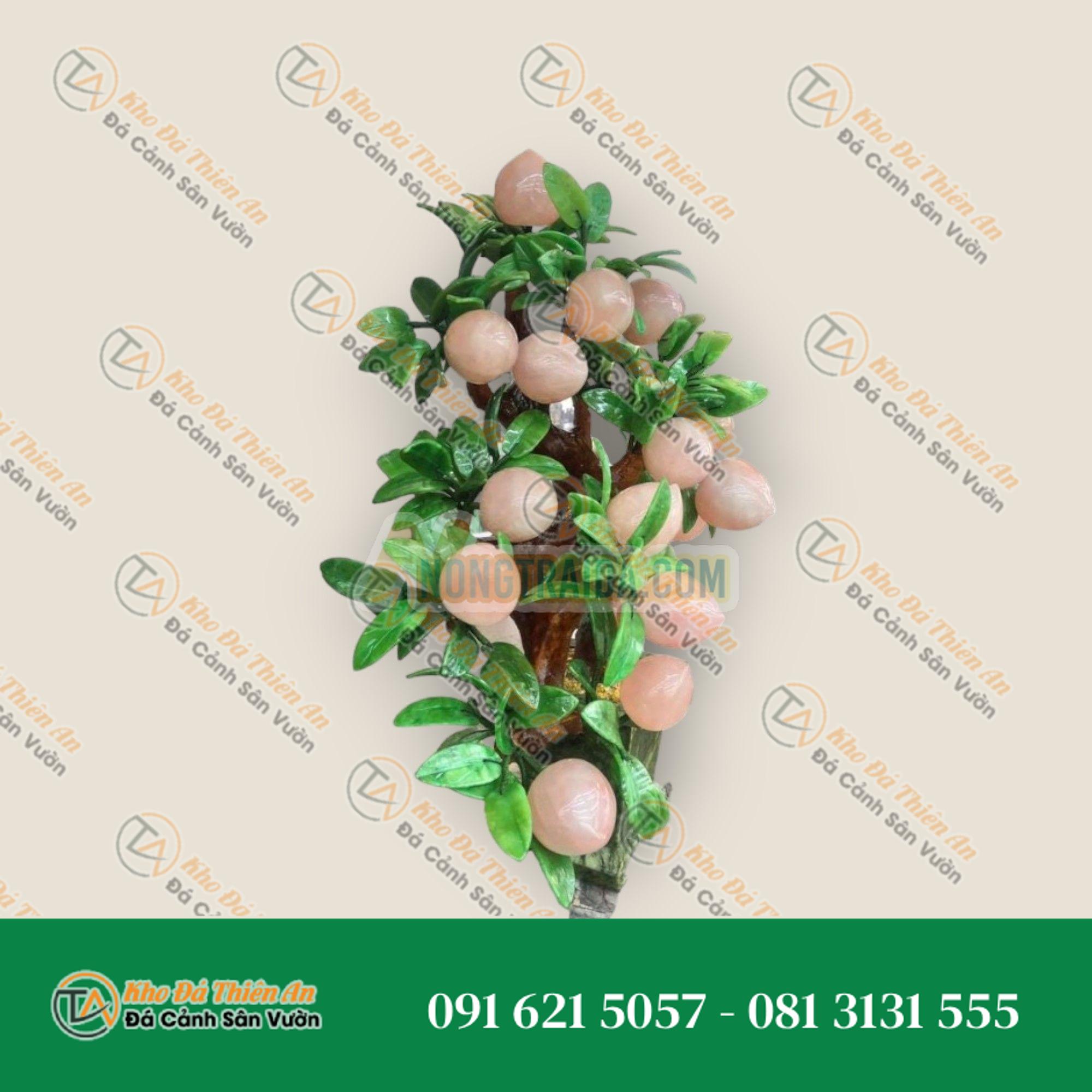 Cây Đào phong thủy đá thạch anh hồng 18 quả – Cao 55cm