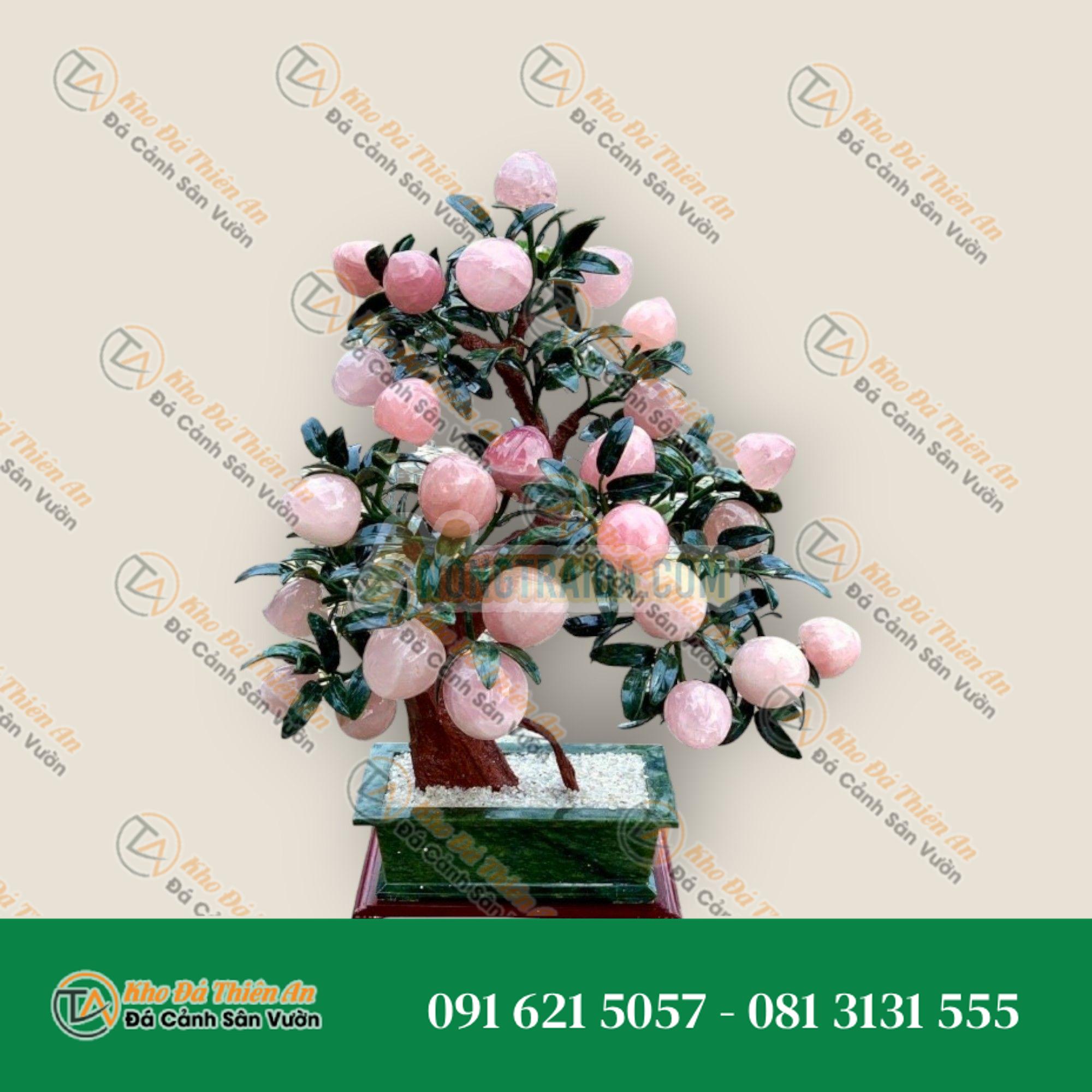 Cây Đào phong thủy đá thạch anh hồng 28 quả – Cao 80cm