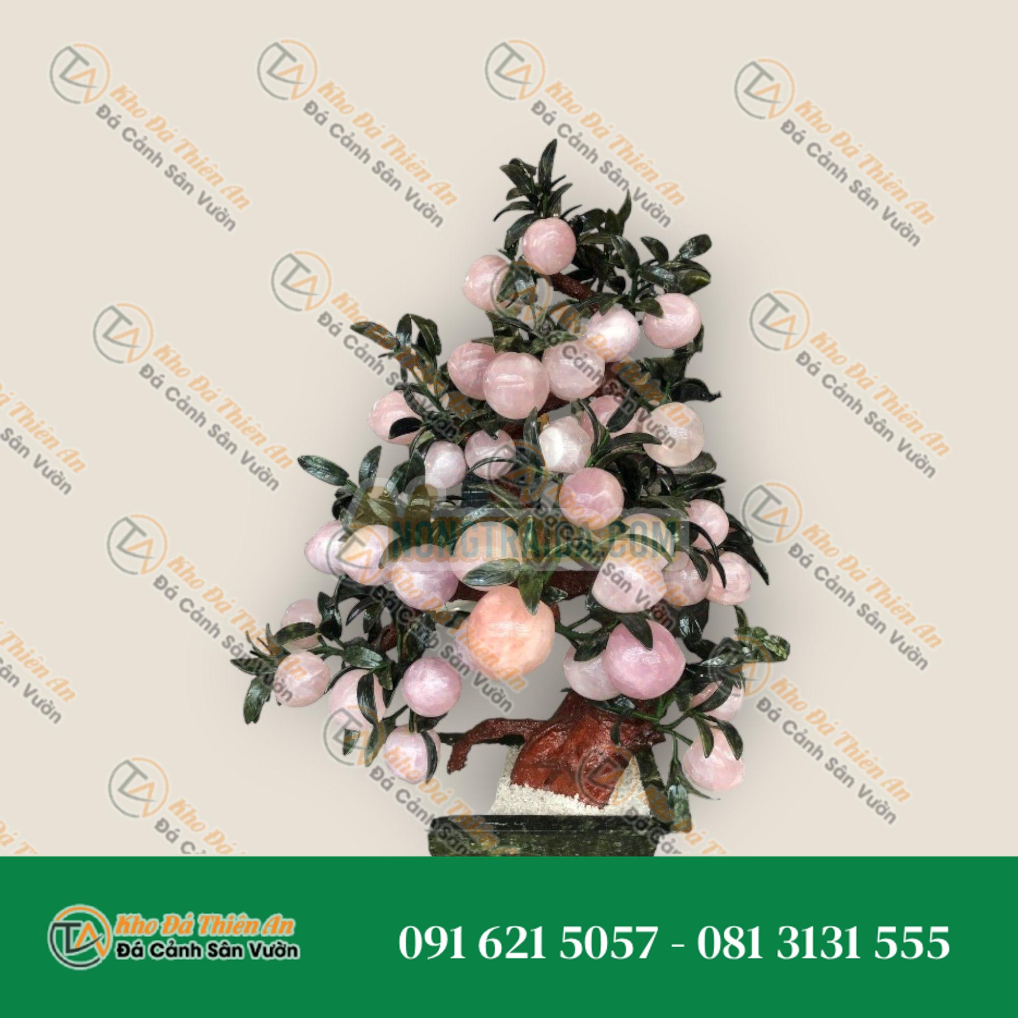 Cây Đào phong thủy đá thạch anh hồng 38 quả – Cao 80cm