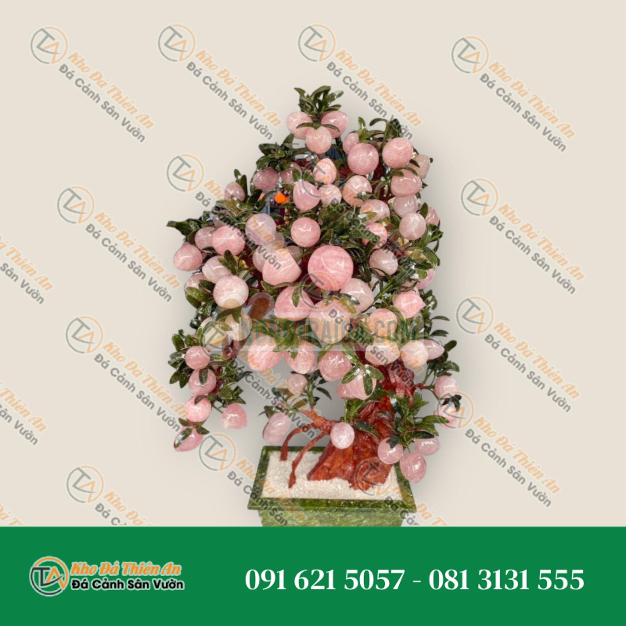 Cây Đào phong thủy đá thạch anh hồng 88 quả – Cao 1,4m