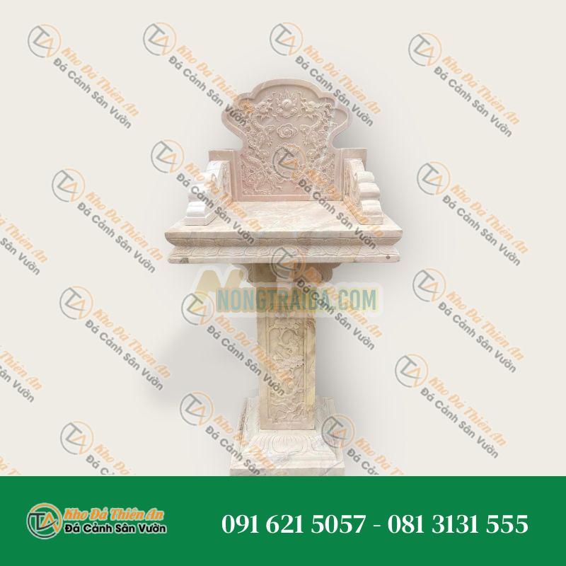 Cây hương đá cẩm thạch vàng, rồng chầu nguyệt, không mái 160x80x66cm
