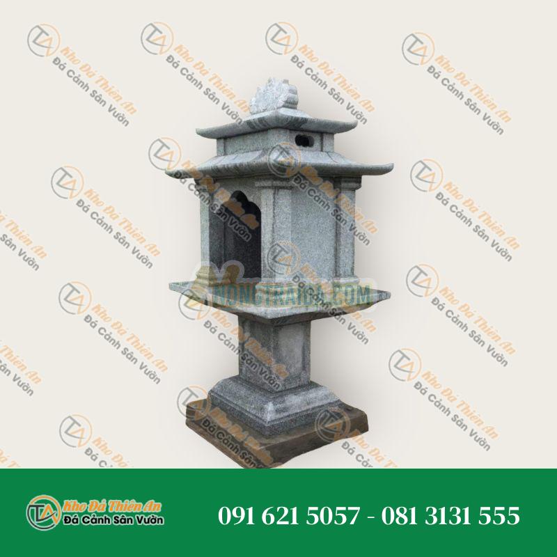 Cây hương đá granite trắng muối tiêu, 2 mái trơn 148x65x65cm