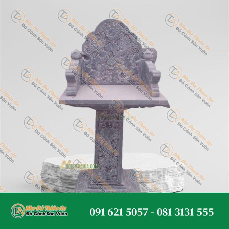 Cây Hương Đá Ngoài Trời Đá Đen Chạm Rồng Trầu Cao 89cm