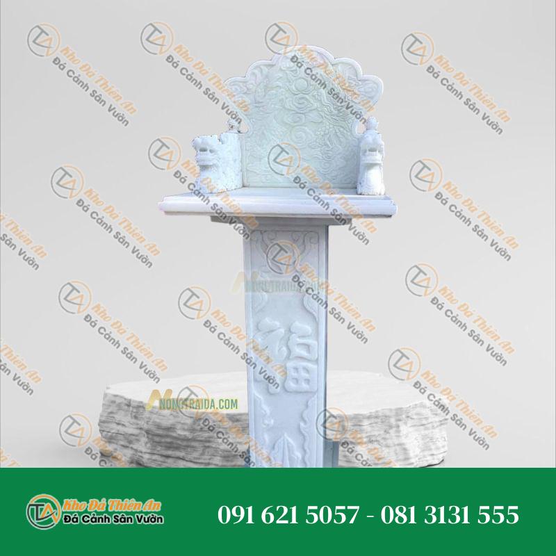 Cây Hương Đá Ngoài Trời Đá Trắng Chạm Tay Rồng Cao 114cm