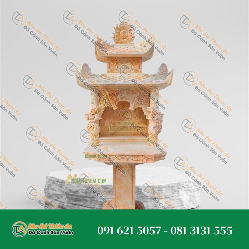 Cây Hương Đá Ngoài Trời Đá Vàng Cẩm Thạch 2 Mái Cao 131cm