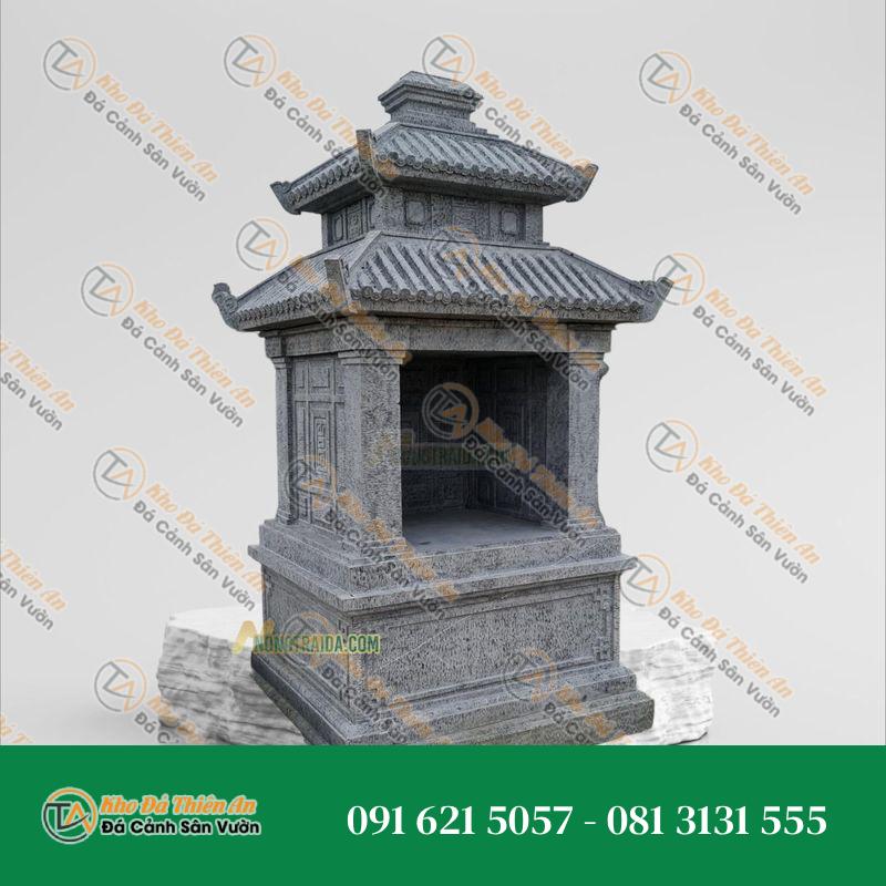 Cây Hương Đá Ngoài Trời Đá Xanh Đen 2 Mái Cao 118cm