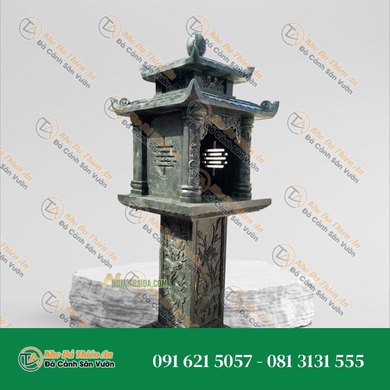 Cây Hương Đá Ngoài Trời Đá Xanh Rêu 2 Mái Cao 129cm