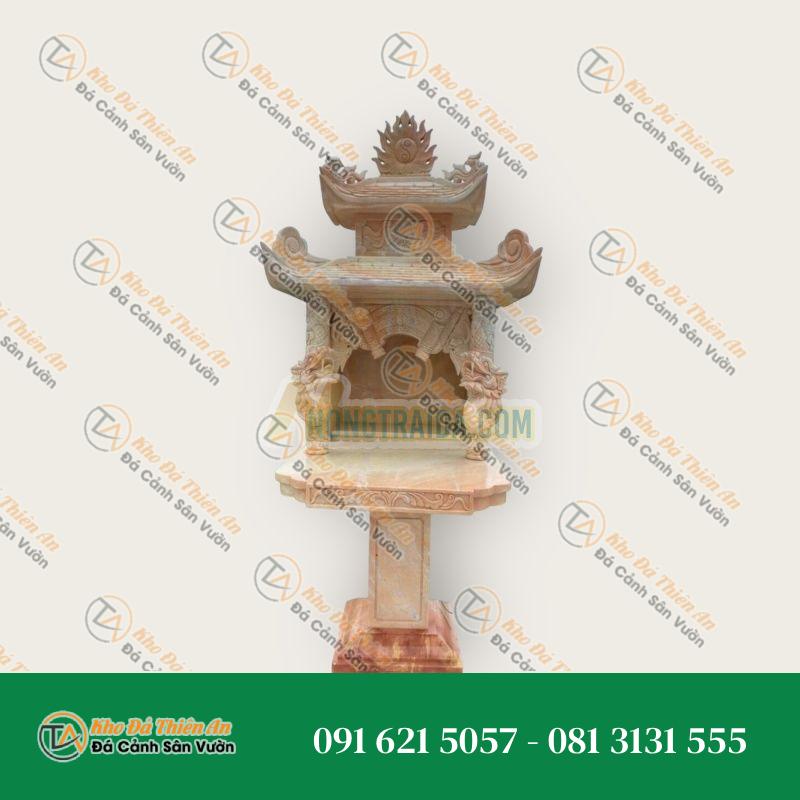 Cây hương đá trắng cẩm thạch vàng, 2 mái trơn 148x65x55cm