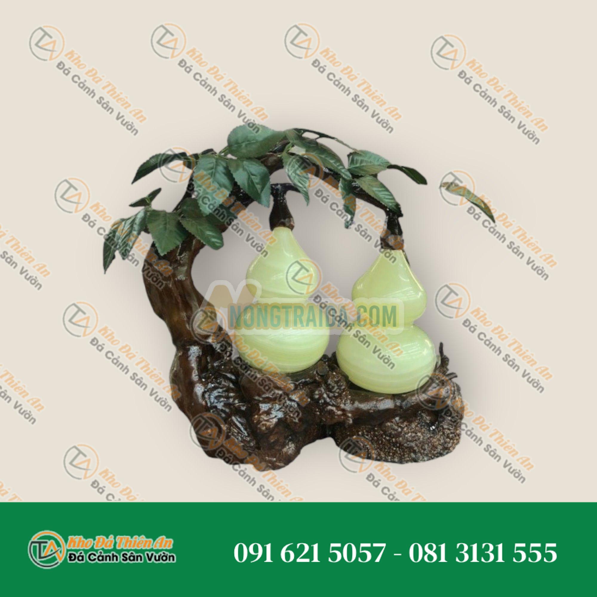 Cây tài lộc bầu Hồ Lô đôi phong thủy đá ngọc Onyx – Cao 34cm