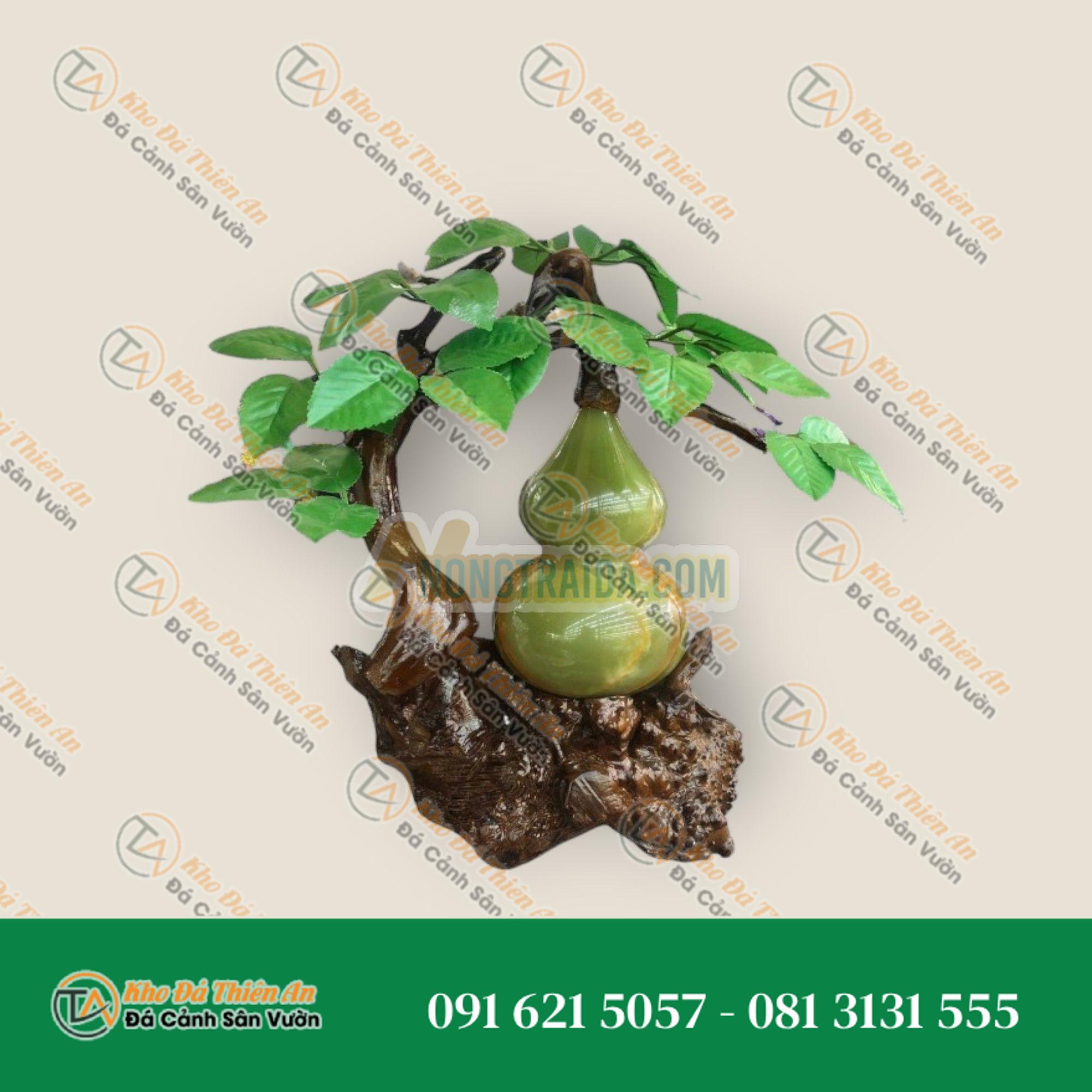 Cây tài lộc bầu Hồ Lô phong thủy đá ngọc Onyx – Cao 32cm