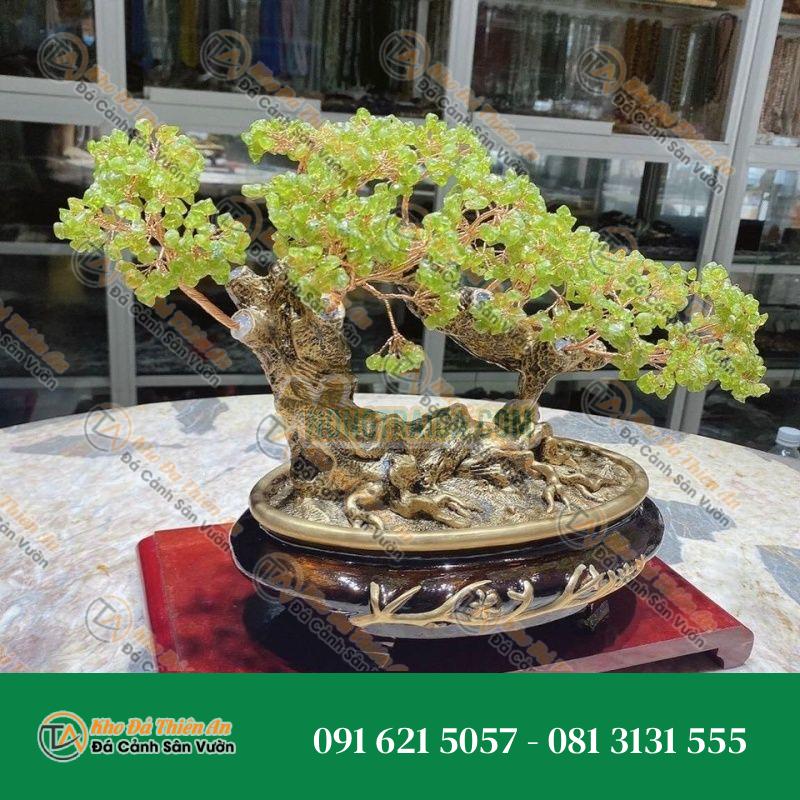 Cây Tài Lộc Bonsai phong thủy đá Peridot xanh – Cao 30cm