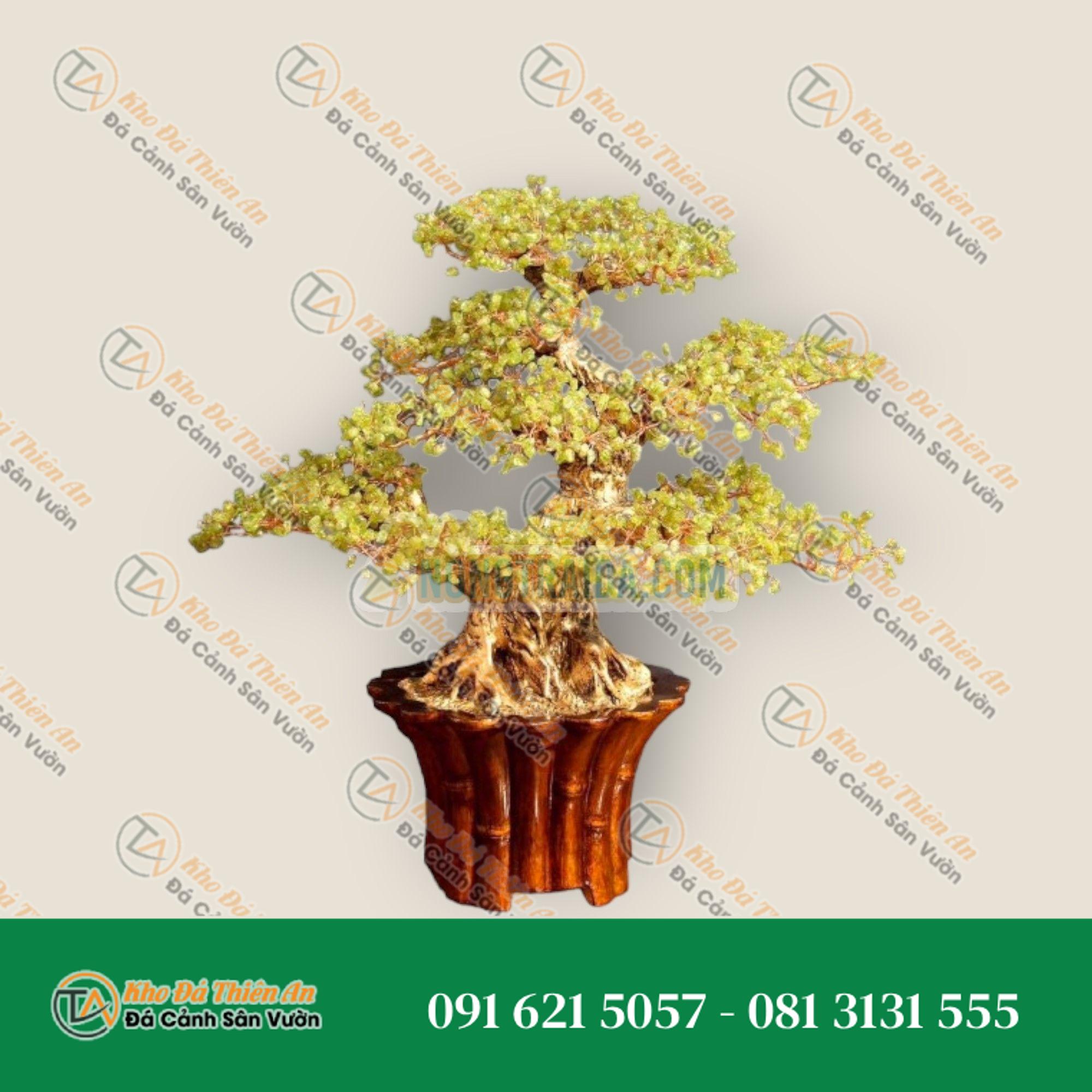 Cây Tài Lộc phong thủy đá peridot xanh – Cao 45cm