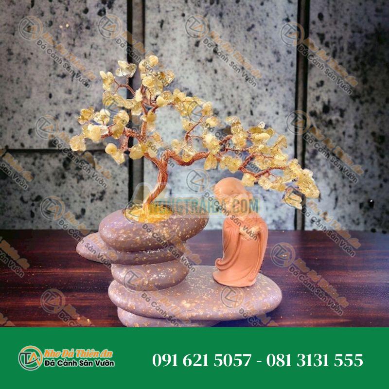 cây tài lộc phong thủy đá thạch anh để bàn làm việc