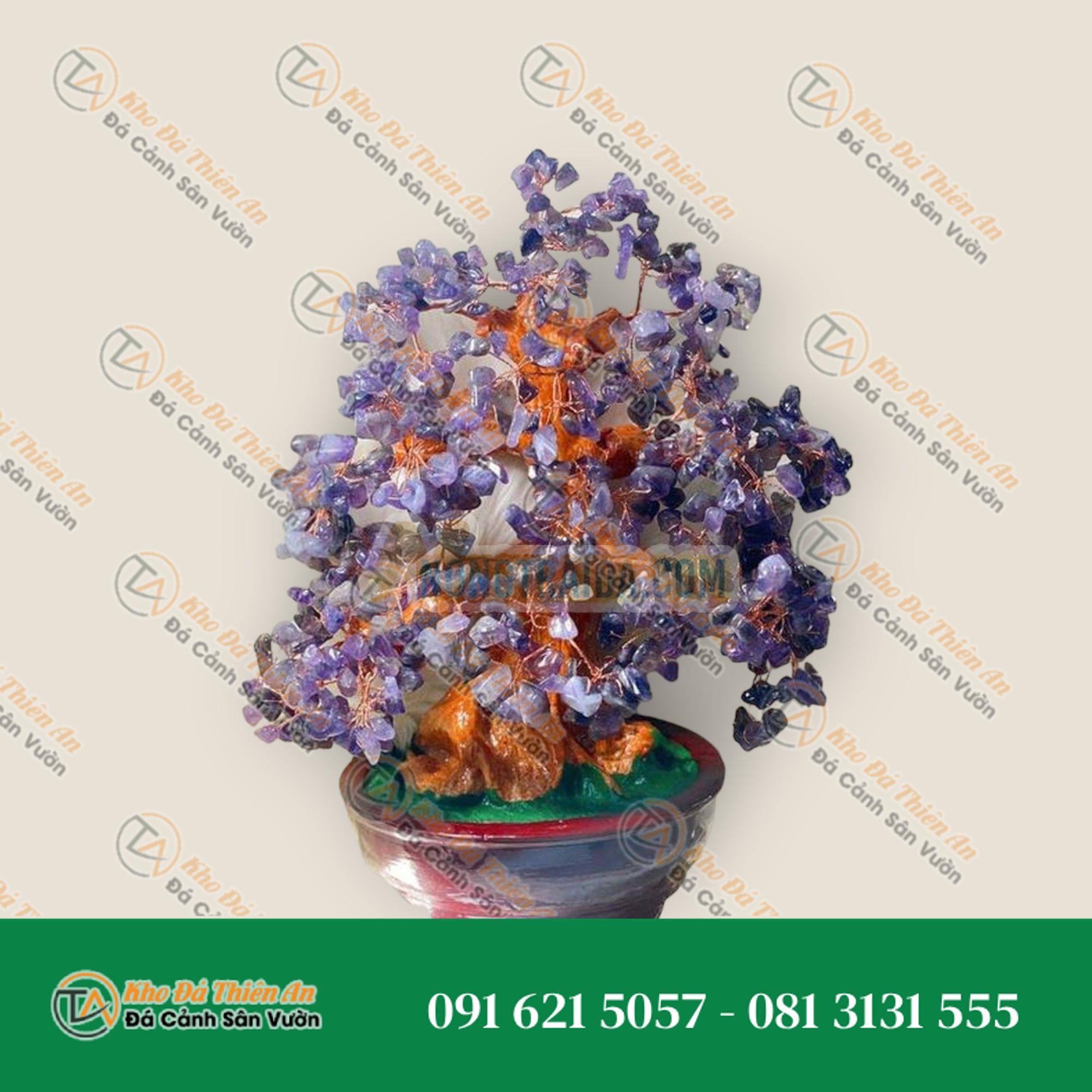 Cây Tài Lộc phong thủy đá thạch anh tím – Cao 30cm