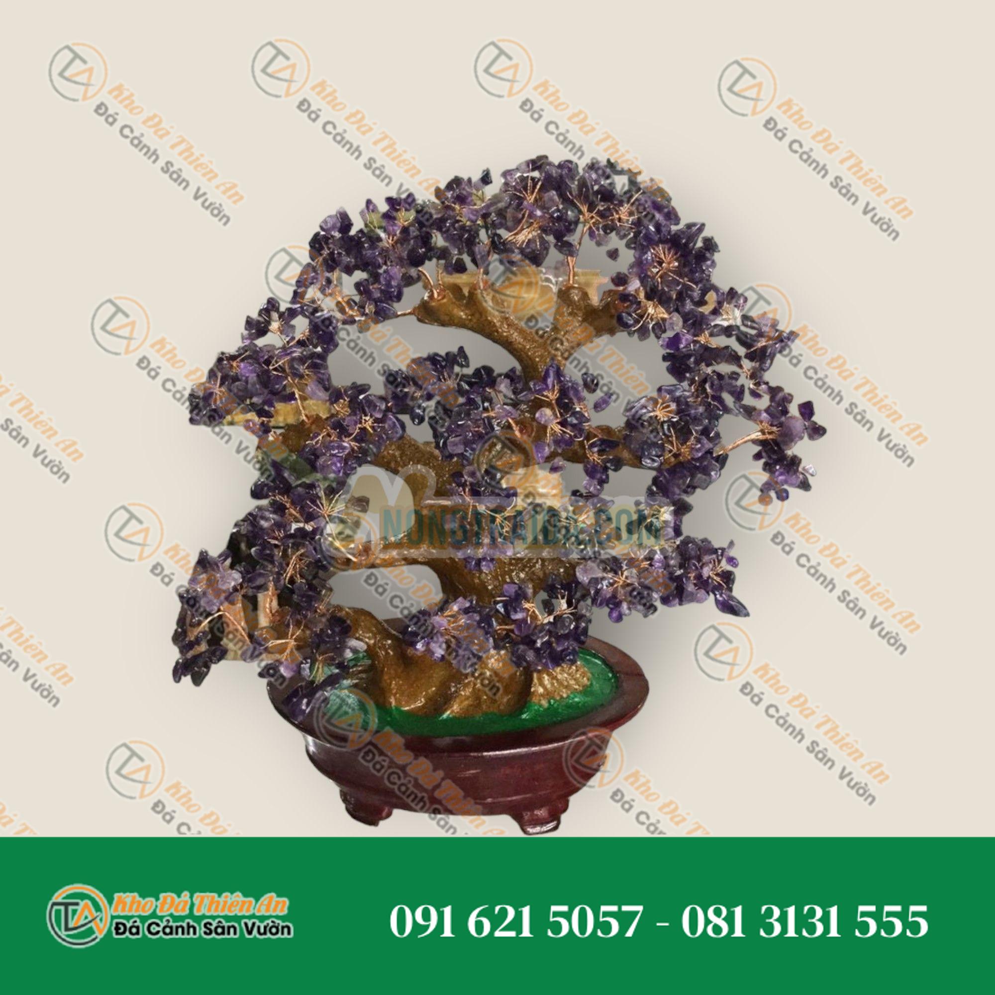 Cây Tài Lộc phong thủy đá thạch anh tím – Cao 35cm