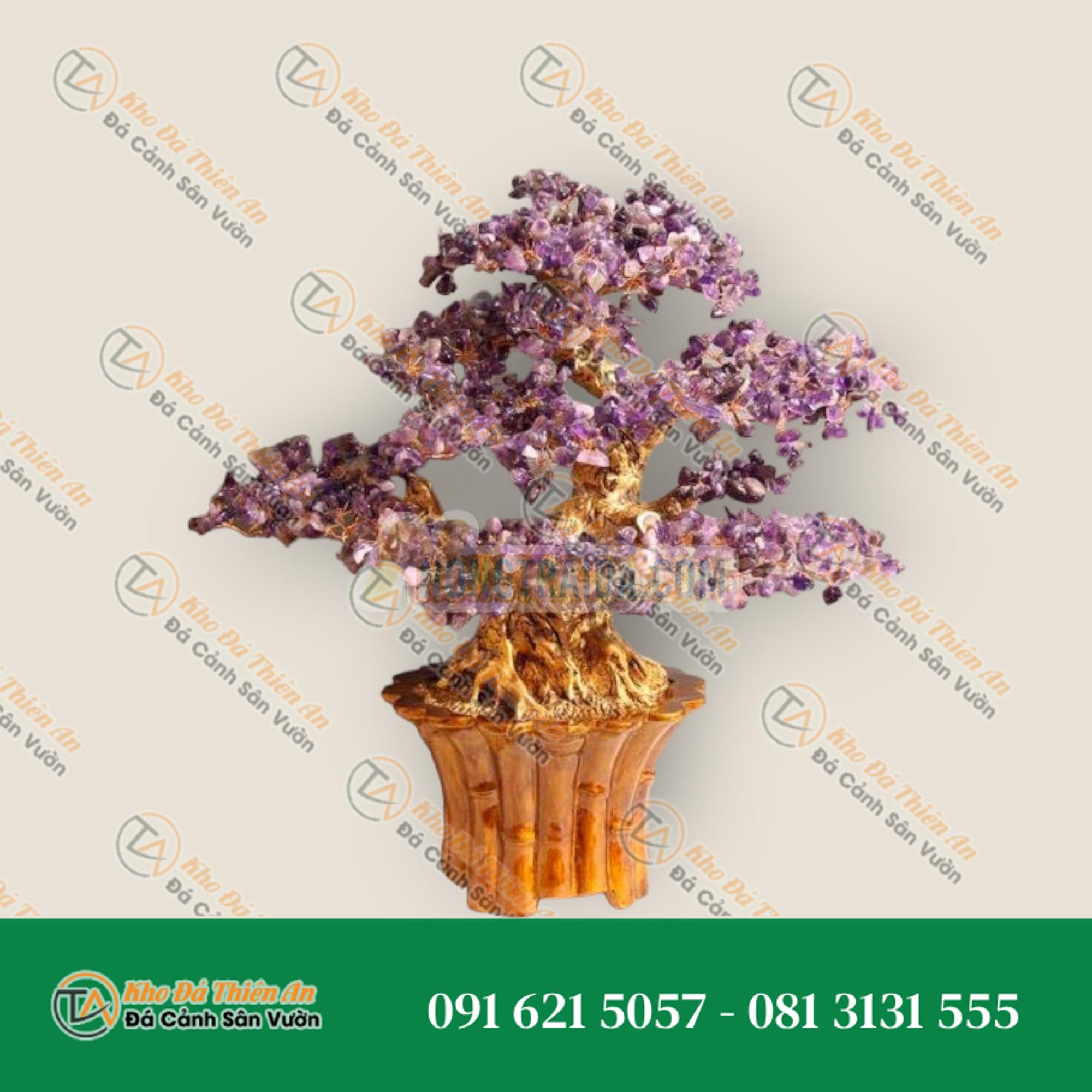 Cây Tài Lộc phong thủy đá thạch anh tím – Cao 45cm