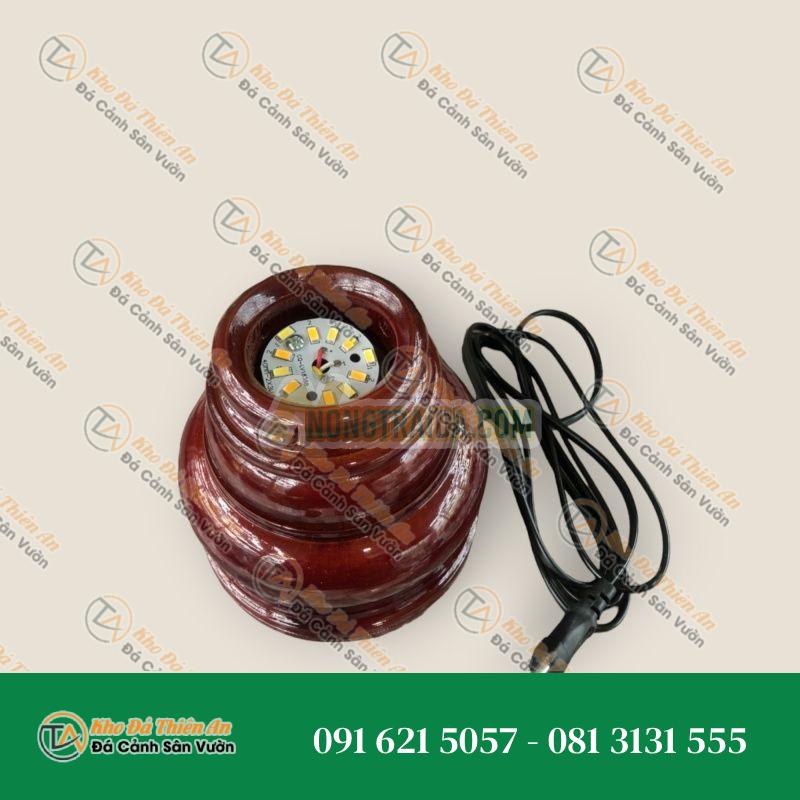 Chân đế đèn gỗ hìn tròn xoay cho quả cầu đá phong thủy đường kính nhỏ – Cao 12cm