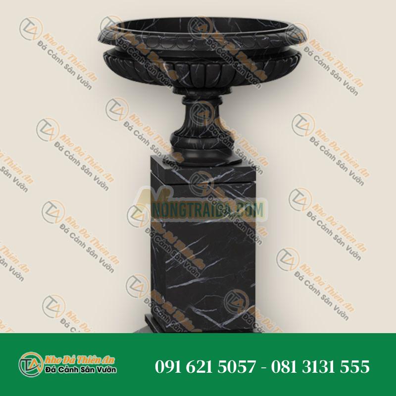 Chậu cây đá cẩm thạch màu đen
