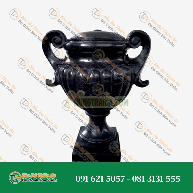 Chậu cây lớn bằng đá cẩm thạch màu đen