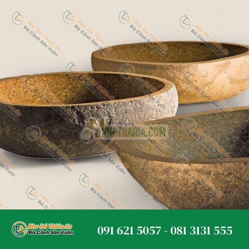 Chậu đá nhỏ hình viên bi Kích thước: 43.18cm -55.88cm rộng x 33.02cm -45.72cm sâu x 12.7cm -15.24cm cao