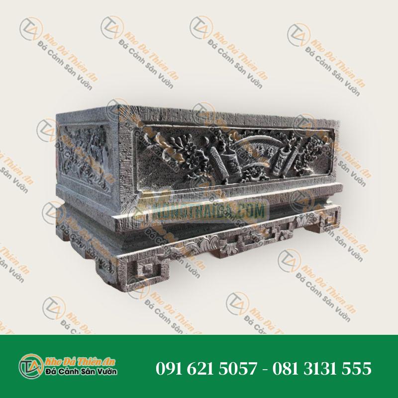 Chậu đá trồng cây bonsai, đá ong xám, 70x130x35cm