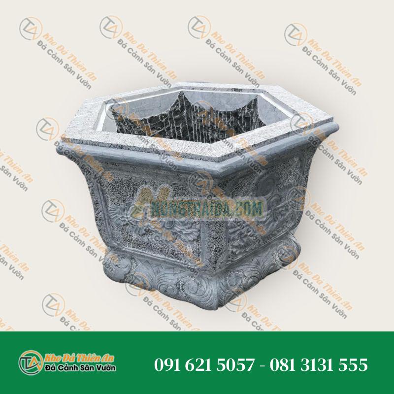 Chậu đá trồng cây bonsai, đá xanh đen, 68x68x65cm