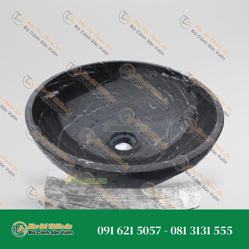 Chậu Đá Tự Nhiên Đá Đen Tia Chớp 40cm