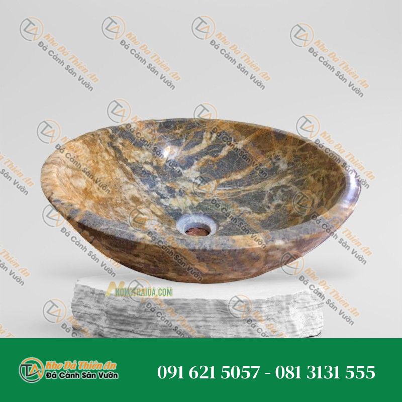 Chậu Lavabo Đá Đá Vàng Bỉ 42cm
