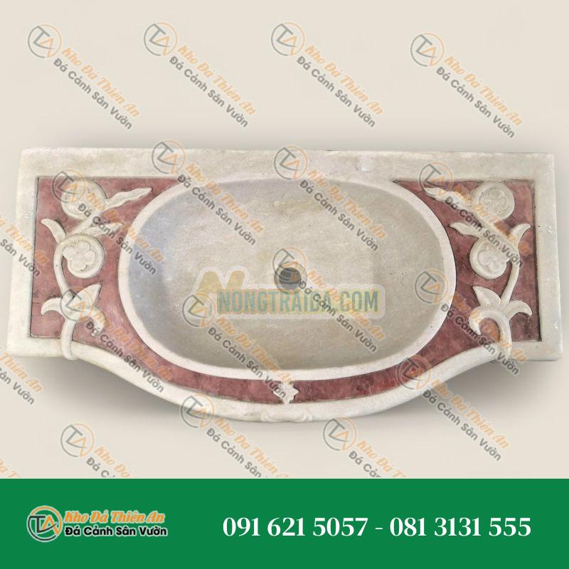 Chậu rửa đá cẩm thạch chạm khắc khảm cổ điển